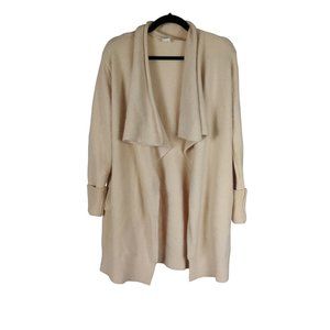 Flawless womens long sleeve waterfall open front midi cardigan cream sz XS S